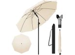Ombrellone Rotondo - Per Balcone, Spiaggia O Giardino - Regolabile E Inclinabile Di 45° - Resistente Ai Raggi Uv E Idrorepellente - Beige - 195 Cm