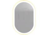 Specchio Da Bagno Led Valora - Con Illuminazione - Cornice Dorata - Dimmerabile - Make-Up - Specchio Ovale - Antiappannamento - 50X80?Cm