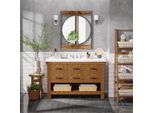 Specchio Rettangolare Da Parete - Grande Specchio Industriale - Cornice In Legno E Acciaio - Accento Decorativo - Per Bagno, Soggiorno E Corridoio - 60X80Cm