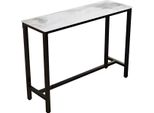 Tavolo Da Bar Milano - 120 Cm - Per Interni - Cucina E Soggiorno - Aspetto Marmo - Da 4 A 6 Persone - Bianco/Grigio