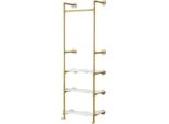 Appendiabiti Fioren - Montaggio A Parete - Appendiabiti In Metallo - Con Ripiani - Per Corridoio Camera Da Letto Soggiorno - Bianco Oro - 61 Cm