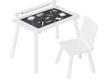 Tavolo Per Bambini Happyment Deluxe - Tavolo Per Bambini Con Sedie - Tavolo Da Gioco E Da Disegno - Ufficio Per Bambini - Bianco - Mdf E Legno Di Pino - 68×51×43 Cm