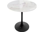Fioren Tavolo Da Pranzo Rotondo - Altezza 78 Cm - Pietra Sinterizzata E Metallo - Tavolino Da Bistrot - 76×78,5 Cm