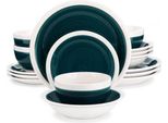 Servizio Da Tavola Lorentino - 16 Pezzi - 4 Persone - Verde Donker - Servizio Da Tavola - Piatti Da Pranzo, Piatti Fondi E Piatti Da Colazione - Set In Ceramica