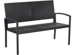 Panca Da Giardino Fioren - Panca Da Giardino A 2 Posti - Poli Rattan E Acciaio - Resistente Alle Intemperie - Per Patio E Balcone - Nero
