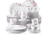 Servizio Da Tavola Sovereign - Set Da 12 Persone - 60 Pezzi - Ceramica Bianca - Piatti Per La Cena - Piatti Per La Colazione