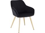 Happyment Stoel Ziva - Sedia Da Pranzo - Velluto Nero - Gambe In Metallo Dorato - 1 Pezzo - Altezza 47.Cm - Deluxe