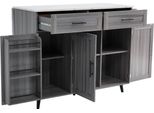 Carrello Da Cucina - Isola Da Cucina Con Piano Di Lavoro Estraibile - Cucina Abitabile - Armadio - Per Cucina O Sala Da Pranzo - Marmo Bianco E Legno Grigio Kaki