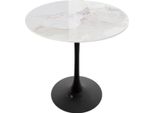 Tavolo Da Pranzo Rotondo - Gesinterde Steen E Metallo - Tavolo Da Bistrot - Altezza 78 Cm - Moderno E Lussuoso