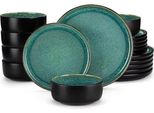 Prestigious Bordenset Green 4 Persone - 16 Pezzi - Ceramica - Set Da Portata - Piatti Piccoli E Eleganti