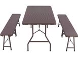 Tavolo Pieghevole Tavien - Tavolo Da Giardino Da 180 Cm Con 2 Panche Pieghevoli - Plastica Hdpe E Acciaio - Impermeabile E Robusto - Per Campeggio, Picnic E Outdoor - Marrone