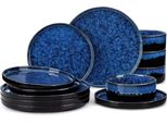 Servizio Da Tavola Vittoria – 36 Pezzi – 12 Persone – Piatti Piani, Piatti Fondi E Piatti Da Colazione – Sky Blue – Piatti In Ceramica