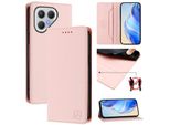 Custodia In Pelle Per Tecno Pova 7 Curve 5G 2025, Flip Case Con Slot Per Carte, Portafoglio E Supporto Rosa