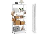 Vevor 5 Ripiani, Scaffali Pieghevoli Con Ruote, 36X81X183 Cm, Scaffale Pieghevole Per Carichi Pesanti, Scaffale In Piedi Senza Montaggio, Scaffale Per La Casa, Scaffale Per La Cucina, Scaffale In Metallo Per Garage, Cucina, Cantina, Bianco
