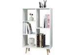 Libreria Happyment Open - 5 Scomparti - Bianco - Sui Piedi - Libreria - Soggiorno, Camera Da Letto E Camera Dei Bambini - Legno - 60X30X95 Cm