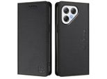 Custodia In Pelle Per Tecno Pova 7 4G, Flip Case Con Slot Per Carte, Portafoglio E Supporto Nero