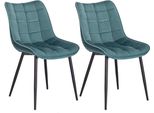 Sedie Per Sala Da Pranzo - Velluto Turchese - Sedia Kuip - Set Di 2