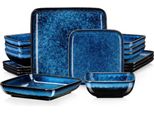 Servizio Da Tavola Majestic Lorentino - 16 Pezzi - 4 Persone - Blu - Piatti Per La Cena - Piatti Fondi - Piatti Per La Colazione - Servizio Da Cucina - Ceramica Alla Moda