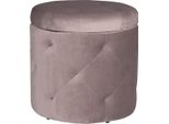 Happyment® Sgabello Rotondo Diva - Con Vano Portaoggetti - Poggiapiedi/Contenitore - Velluto - Rosa - 39,5 X 39,5 X 40 Cm