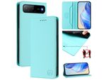 Custodia In Pelle Per Tecno Spark Go 2025/Infinix Hot 60I 5G, Custodia Flip Con Slot Per Carte, Portafoglio E Supporto Turchese