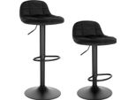 Sgabello Iva - Con Schienale - Sgabello Ergonomico - Nero/Verde Scuro - Regolabile In Altezza - Set Di 2 - Altezza 62-83 Cm - Velluto