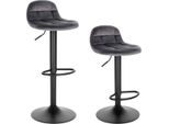 Sgabello Da Bar - Grigio Scuro - Velluto - Ergonomico - Regolabile In Altezza - Altezza 62-83?Cm - Set Di 2