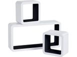 Scaffale Da Parete Happyment Cube - Set Di 3 - Scaffale Galleggiante - Nero/Bianco - Legno Mdf - Scaffale Da Parete Per Il Soggiorno E La Camera Dei Bambini - Scaffale Per Libri/Foto