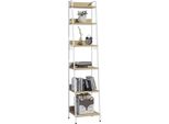 Libreria Happyment Dida - Industriale - 6 Livelli - Bianco/Quercia - Libreria - Soggiorno, Camera Da Letto E Cameretta - Legno/Metallo - 41X36X187 Cm