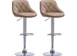 Sgabello Da Bar Di Design - Beige - Velluto - Ergonomico - Regolabile In Altezza - Altezza Seduta 60-82 Cm - Set Di 2