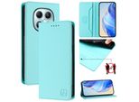 Custodia In Pelle Per Xiaomi Redmi Note 15 4G, Flip Case Con Slot Per Carte, Portafoglio E Supporto Turchese