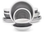 Artesano Set Da Portata Santivo - 16 Pezzi - 4 Persone - Grigio - Piatti Da Portata - Servizio Da Tavola - Piatti Fondi - Piatti Per La Colazione - Piatti Da Portata - Piatti Da Portata Per La Cucina