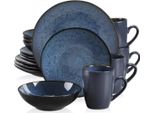 Servizio Da Tavola Opulento - 16 Pezzi - 4 Persone - Ceramica Blu - Piatto Da Pranzo