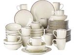 Luxora Serviesset - Servizio Da Tavola - 48 Pezzi - 12 Persone - Ceramica Crema - Piatti Da Colazione - Alta Qualità