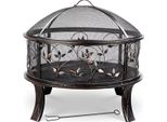 Cesto Da Fuoco Valora - Cesto Da Fuoco Con Parascintille, Attizzatoio E Griglia Per Legna - Stufa Da Giardino, Barbecue E Outdoor - Ø71 Cm