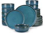 Servizio Da Tavola Ornamentale - Servizio Da Tavola - Blu - 8 Persone - 24 Pezzi - Ceramica - Piatti Piccoli - Elegante