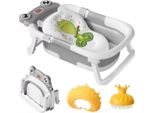 Vaschetta Happyment Fioren - Grigio Chiaro - Vaschetta Pieghevole Con Display Della Temperatura - Con Supporto - Vaschetta Da Bagno Per Bambini