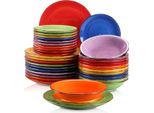 Servizi Per La Cena A Colori - 12 Persone - 36 Pezzi - Ceramica - Piatti Per La Cena E Piatti Per La Colazione