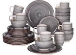 Servizio Da Tavola ChâTeau - 8 Persone - Ceramica - Grigio - Piatti Piccoli - Presentazione Colorata