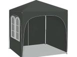 Gazebo Pieghevole Da Giardino 2X2 M - Con Pareti Laterali - Regolabile In Altezza - Gazebo Pop-Up - Impermeabile E Con Protezione Uv - Grigio - Per Il Giardino E L'esterno