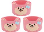3 Pezzi Di Stivale In Silicone Per Bottiglie D'acqua, Copertura Protettiva Antiscivolo, Cane Dei Cartoni Animati, Base Per Tazze E Bottiglie, Rosa