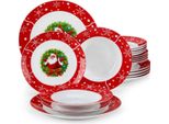 Servizio Da Tavola Silken - Piatto Da Colazione - 6 Persone - 18 Pezzi - Ceramica - Design - Servizio Da Tavola Natalizio