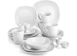 Squisito Set Da Portata - 4 Persone - Ceramica Bianca - Piatti Per La Cena E Piatti Per La Colazione