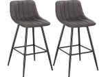 Sgabello Da Bar Merlito Industrial - Grigio Scuro - Velluto - Altezza Regolabile - Con Schienale - Sgabello Da Bar - Sedia Da Cucina - Set Di 2