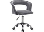 Sedia Da Ufficio - Velluto - Ergonomica - Grigio Scuro - Regolabile In Altezza - Girevole - Con Braccioli