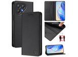 Custodia In Pelle Per Tecno Pova 7 Neo, Flip Case Con Slot Per Carte, Portafoglio E Supporto Nero