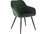 Happyment Chair Nero - Sedia Da Pranzo - Velluto Verde Scuro - Gambe In Acciaio Nero - 1 Pezzo - Altezza Seduta 47Cm - Deluxe