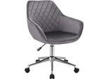 Sedia Operativa - Grigio Scuro - Velluto - Ergonomica - Con Braccioli - Regolabile In Altezza - Girevole - Sgabello Da Ufficio