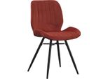 Sedia Da Pranzo Happyment Hika - Sedia Da Pranzo - Velluto - Gambe In Metallo - Arancione - Altezza 47Cm