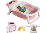Happyment Bagnetto Tavien - Rosa - Bagnetto Pieghevole Con Display Della Temperatura - Con Supporto - Bagnetto Da Sedersi Per Bambini