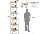 Librerie Bolt Edge - Bianco/Quercia - Industriale - 6 Piani - 41X187X36 Cm